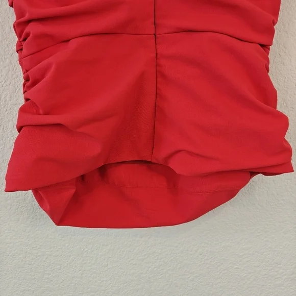 Cinq A Sept Zoey Spaghetti Strap Square Neck Ruffle Red Blouse Size XS - Picture 10 of 15